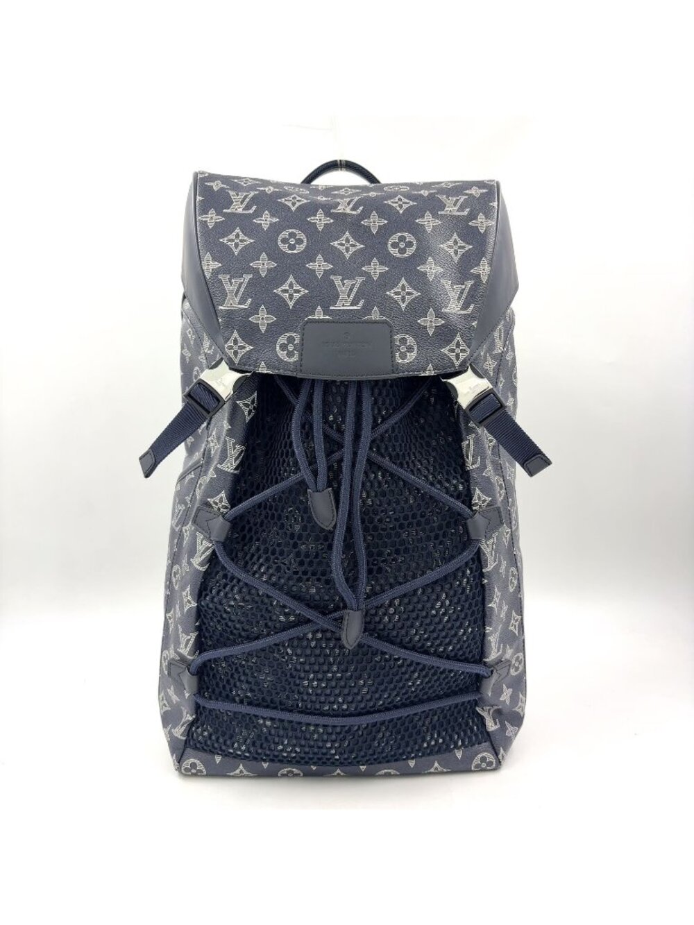 Louis Vuitton Chapman Collaboration Hiking Leather Navy Backpack Silver